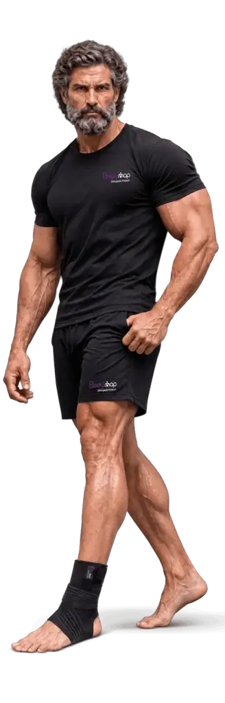 A man wearing a Bodymap ankle support