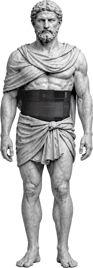 Bodymap Abdominal Support Belt worn on a classical statue