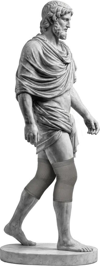 Bodymap Jacquard Knee Support Band worn on a classical statue
