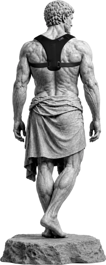 Bodymap Posture Support Brace worn on a classical statue