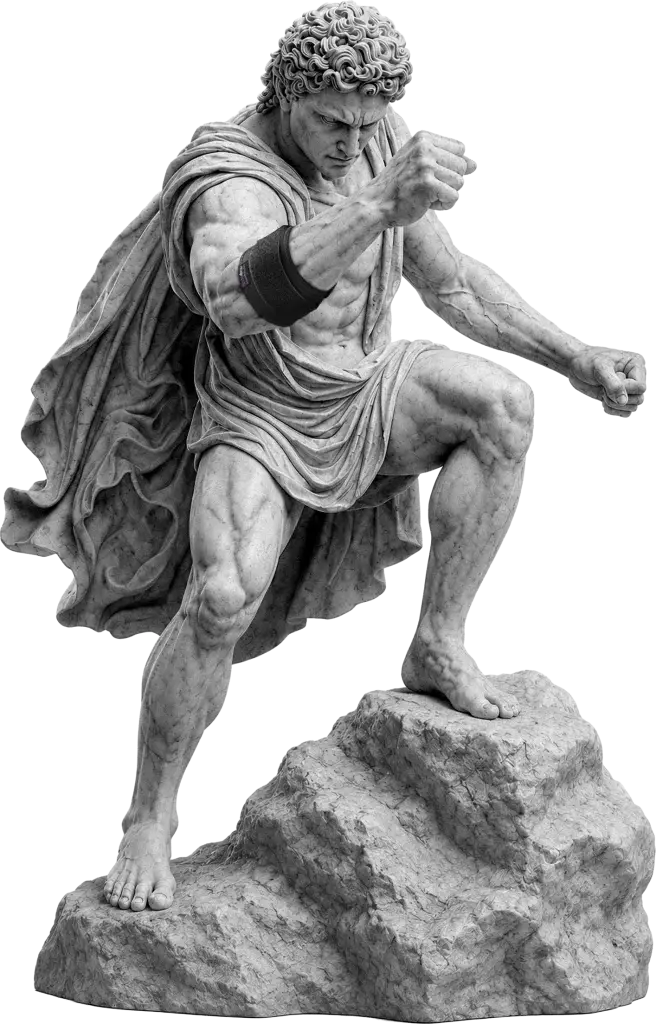 Bodymap Tennis Elbow Strap worn on a classical statue