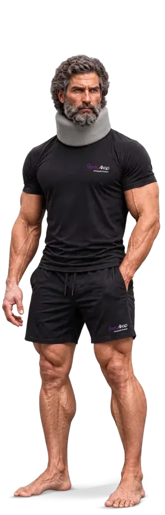 A man wearing a Bodymap cervical collar