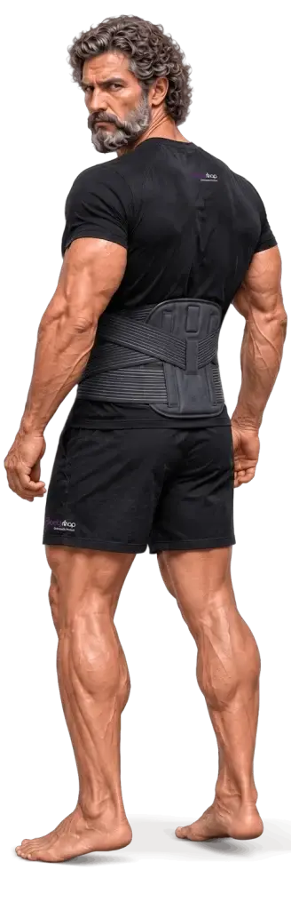 A man wearing a Bodymap lumbosacral support belt