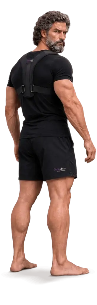 A man wearing a Bodymap posture support brace