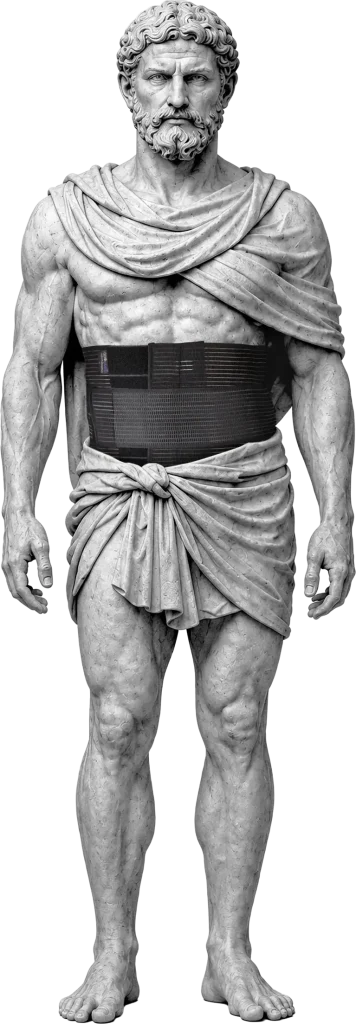 Bodymap Abdominal Support Belt worn on a classical statue
