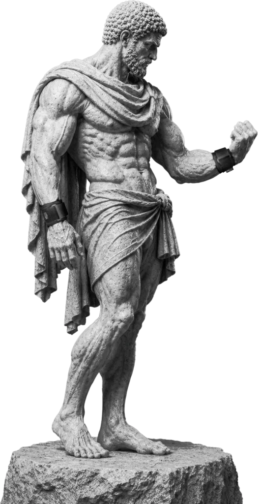 Bodymap Adjustable Wrist Wrap worn on a classical statue