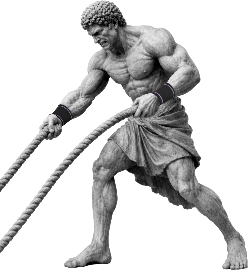 Bodymap Knitted Wrist Support worn on a classical statue