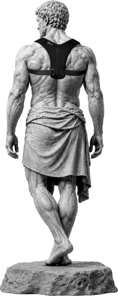 Bodymap Posture Support Brace worn on a classical statue