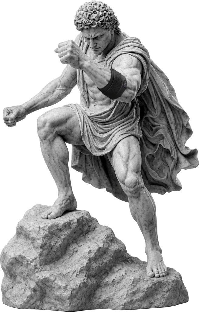 Bodymap Tennis Elbow Strap worn on a classical statue