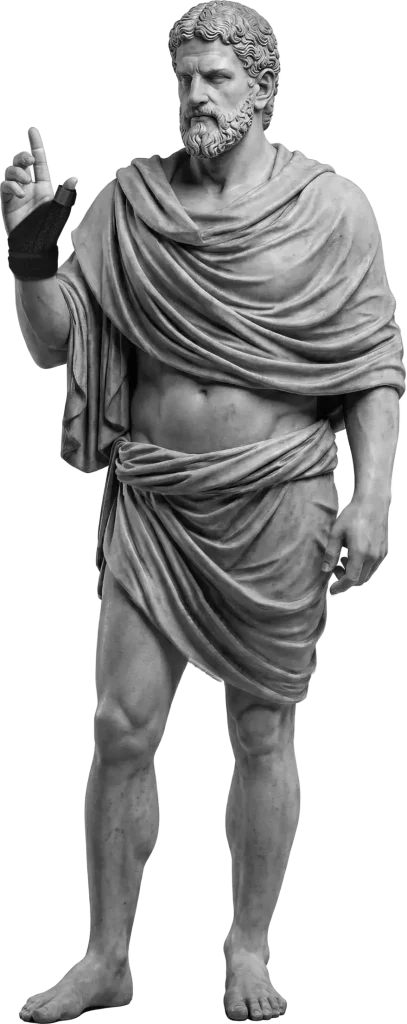 Bodymap Thumb Support Brace worn on a classical statue